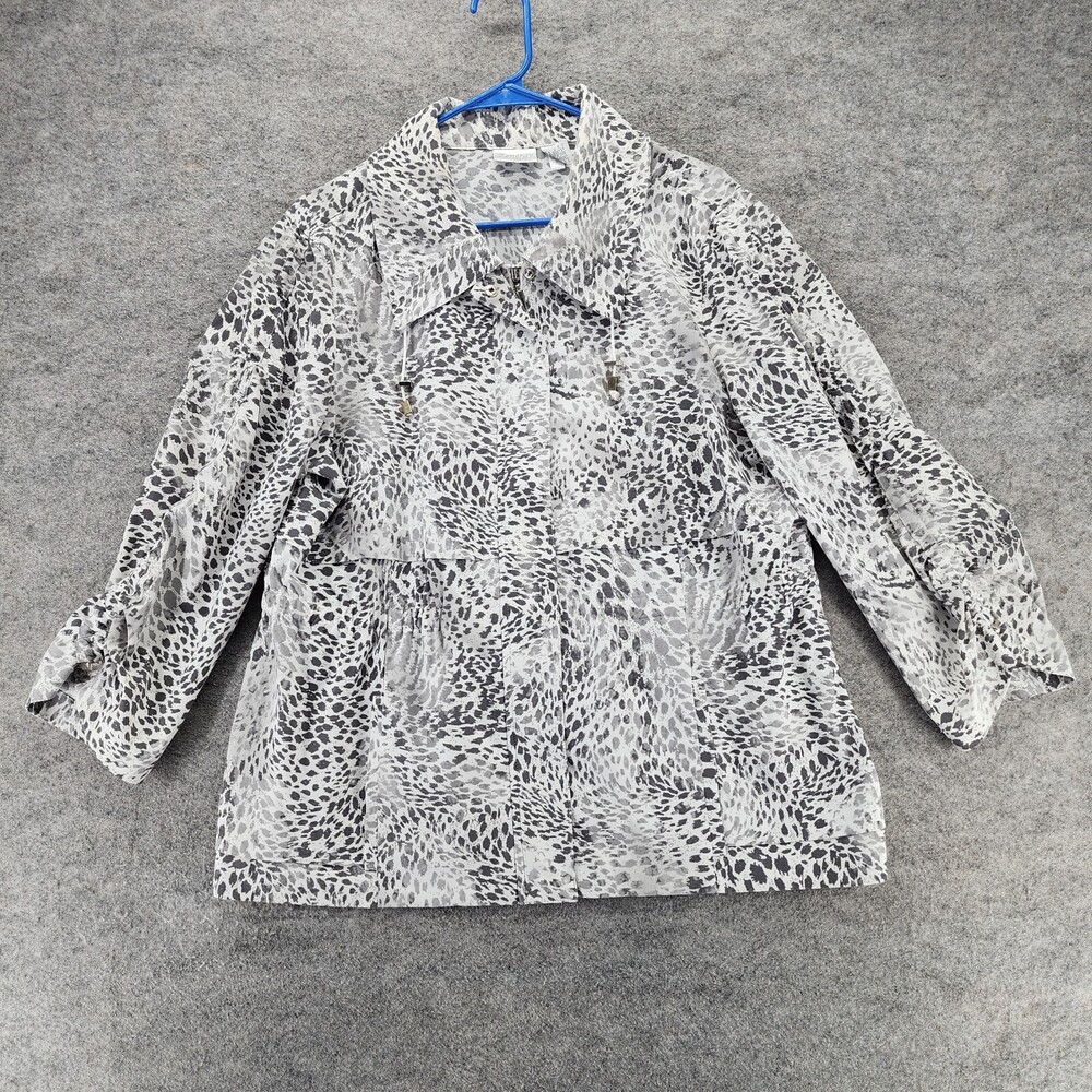 Zenergy Chicos Jacket Womens 2 S Large White Leopard 3/4 Sleeve
